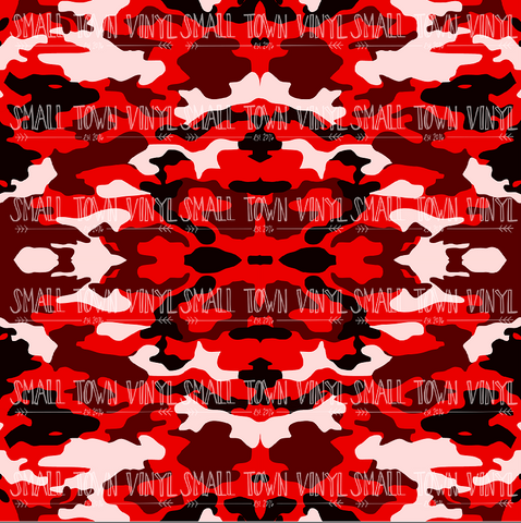 Army Camo - Red Printed Vinyl