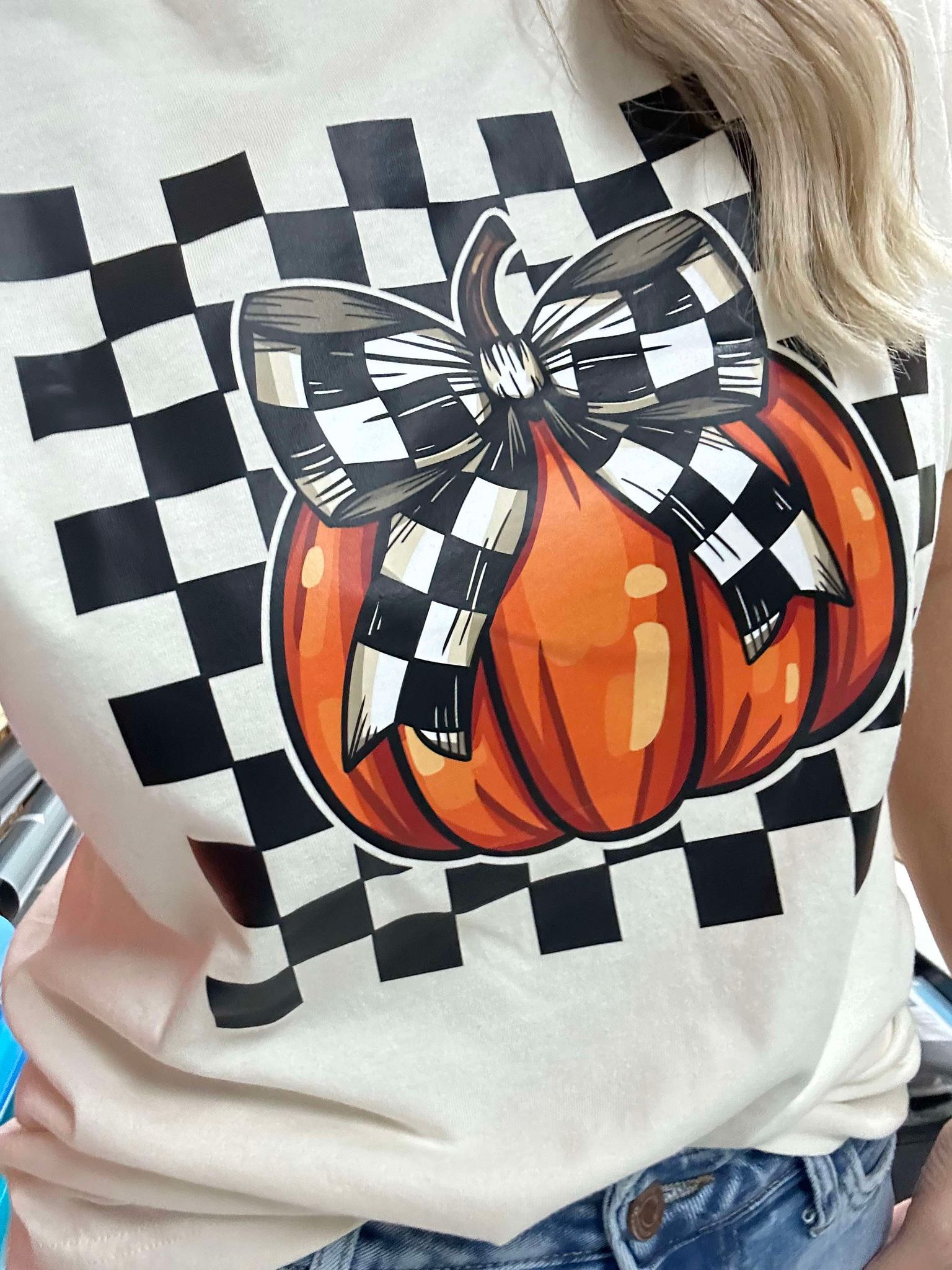 Checkered Pumpkin Tee!