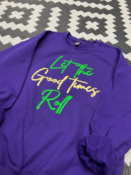 Let the good times roll! Metallic puff sweatshirt!