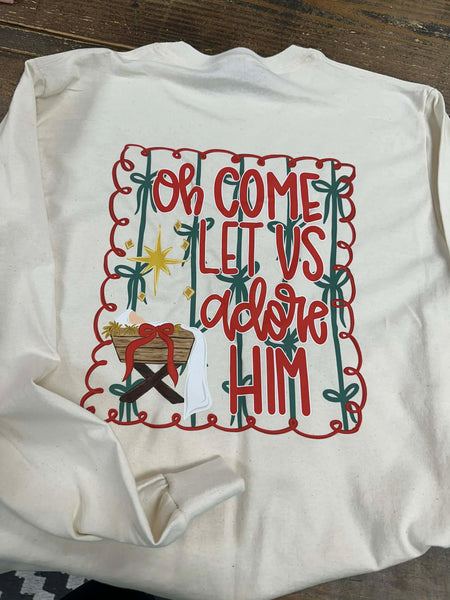 Oh Come Let Us Adore Him - Natural/Red/Green