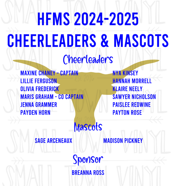 HF Middle School Cheer Roster Shirt