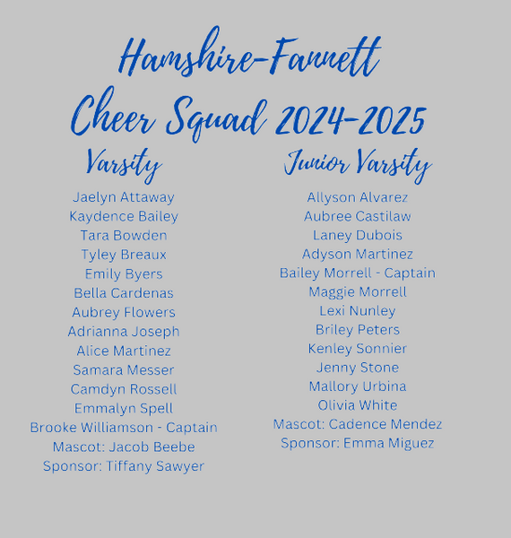 HF High School Cheer Roster Shirt '24