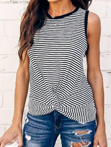 Black and White striped sleeveless top -