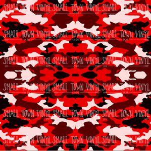 Army Camo - Red Printed Vinyl
