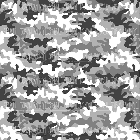 Army Camo - Black and White Printed Vinyl