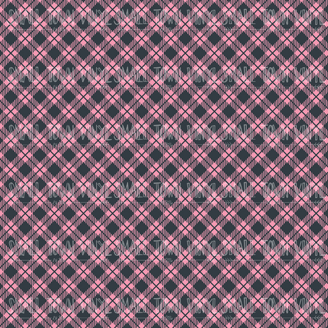 Plaid - Pink and Gray Checkered Printed Vinyl