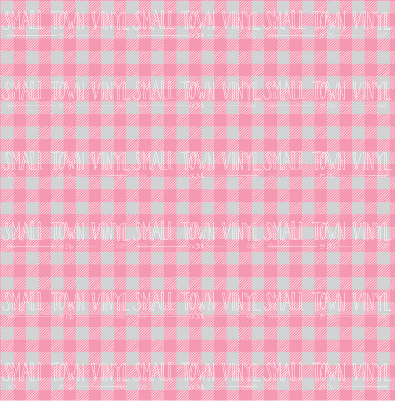 Gingham - Pink and Gray Printed Vinyl
