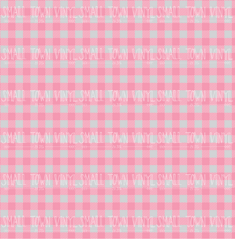 Gingham - Pink and Gray Printed Vinyl