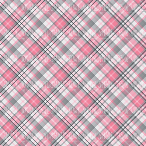 Plaid - Pink and Gray Printed Vinyl