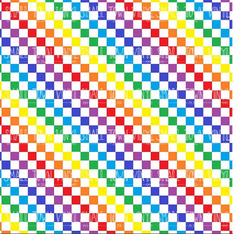 Checkered - Rainbow and White Printed Vinyl