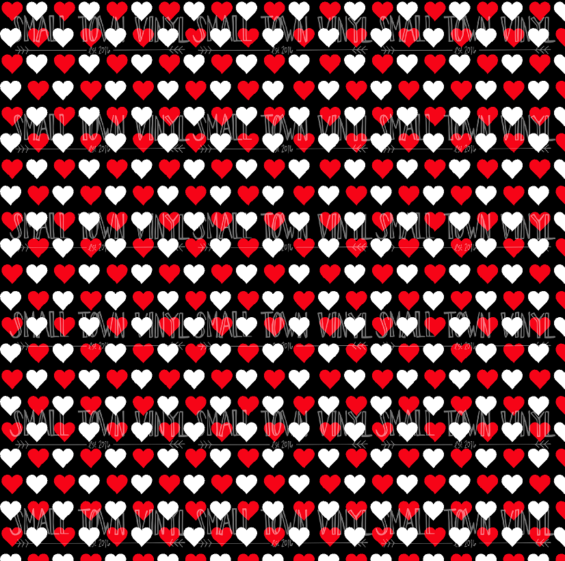 Valentines - Black, White, and Red Hearts Printed Vinyl
