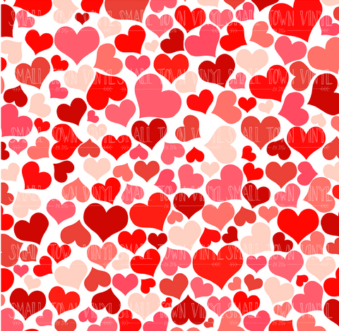 Valentines - Hearts Red Printed Vinyl
