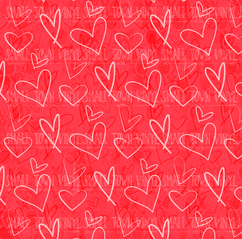 Valentines - Hearts Red and Pink Printed Vinyl