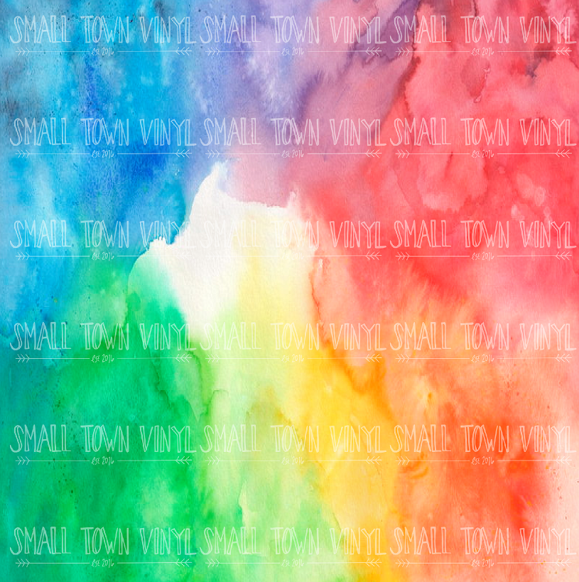 Watercolor - Rainbow Printed Vinyl