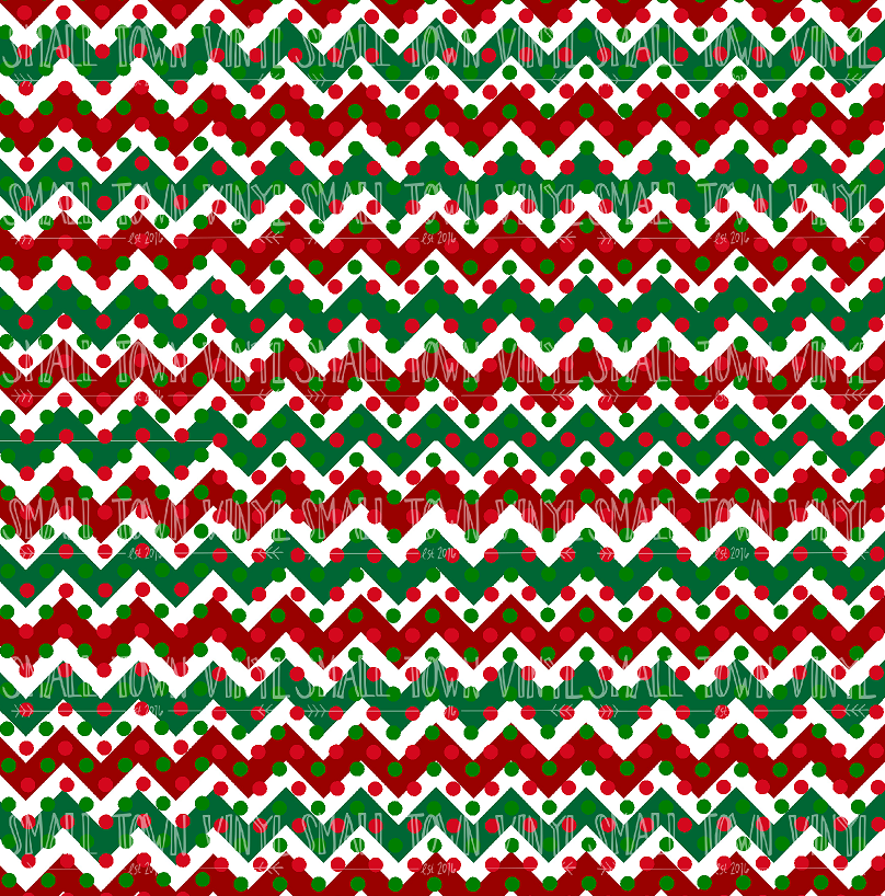 Christmas - Polka Dot Chevron Printed Vinyl