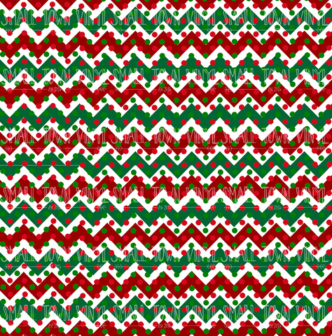 Christmas - Polka Dot Chevron Printed Vinyl