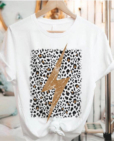 Relaxed Fit Graphic Tee - Lightening & Leopard