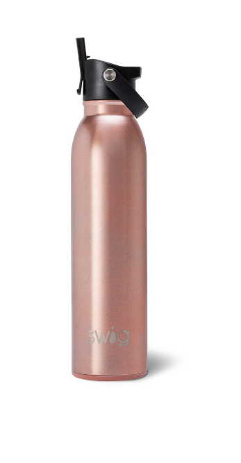 Shimmer Rose Gold Flip + Sip Water Bottle